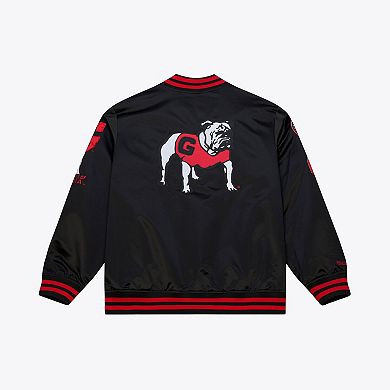 Men's Mitchell & Ness Black Georgia Bulldogs Double Clutch Lightweight Satin Full-Snap Jacket