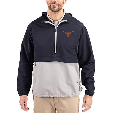 Men's Cutter & Buck Navy Texas Longhorns Charter Eco Recycled Half-Zip Anorak Jacket