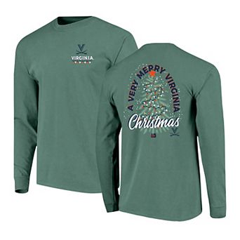 Men's Green Virginia Cavaliers Comfort Colors Merry Christmas Tree Long Sleeve T-Shirt