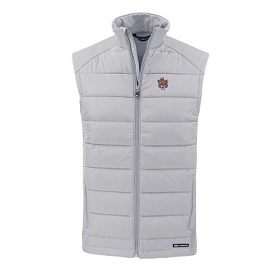 Men's Cutter & Buck Gray LSU Tigers Evoke Hybrid Eco Softshell Recycled Full-Zip Vest