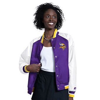 Women's Starter Purple/White Minnesota Vikings Blitz Full-Snap Varsity Jacket