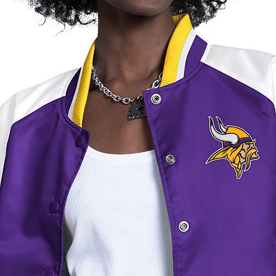 Women's Starter Purple/White Minnesota Vikings Raglan Blitz Full-Snap Varsity Jacket