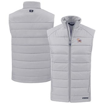 Men's Cutter & Buck Gray Clemson Tigers Evoke Hybrid Eco Softshell Recycled Full-Zip Vest