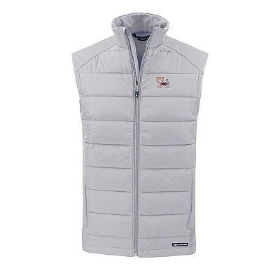 Men's Cutter & Buck Gray Clemson Tigers Evoke Hybrid Eco Softshell Recycled Full-Zip Vest