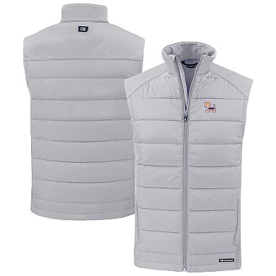 Men's Cutter & Buck Gray Clemson Tigers Evoke Hybrid Eco Softshell Recycled Full-Zip Vest