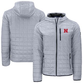 Men's Cutter & Buck Gray Nebraska Huskers Rainier Eco PrimaLoft Hooded Full-Zip Jacket