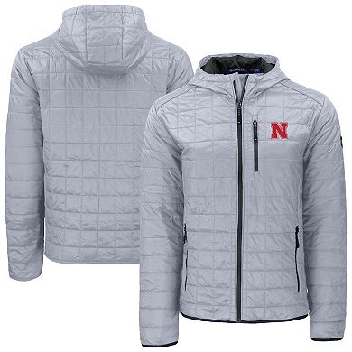 Men's Cutter & Buck Gray Nebraska Huskers Rainier Eco PrimaLoft Hooded Full-Zip Jacket