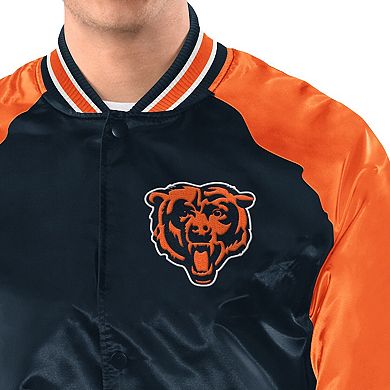 Men's Starter Navy/Orange Chicago Bears Inductee Raglan Full-Snap Varsity Jacket