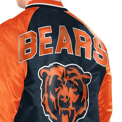 Men's Starter Navy/Orange Chicago Bears Inductee Raglan Full-Snap Varsity Jacket