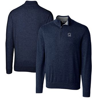 Men's Cutter & Buck Navy Penn State Nittany Lions Alumni Logo Lakemont Tri-Blend Quarter-Zip Pullover Sweater