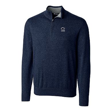 Men's Cutter & Buck Navy Penn State Nittany Lions Alumni Logo Lakemont Tri-Blend Quarter-Zip Pullover Sweater
