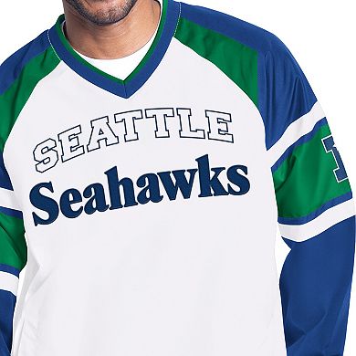 Men's Starter White Seattle Seahawks Infield Play Pullover Jacket
