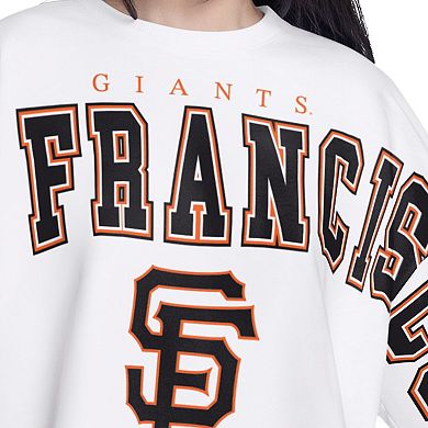 Women's G-III 4Her by Carl Banks White San Francisco Giants Bleachers Cropped Pullover Sweatshirt