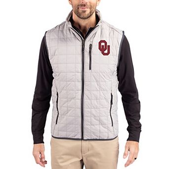 Men's Cutter & Buck Gray Oklahoma Sooners Rainier Eco Insulated PrimaLoft Full-Zip Puffer Vest