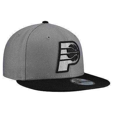 Men's New Era Gray Indiana Pacers Core Logo Storm Gray Two-Tone 9FIFTY Snapback Hat