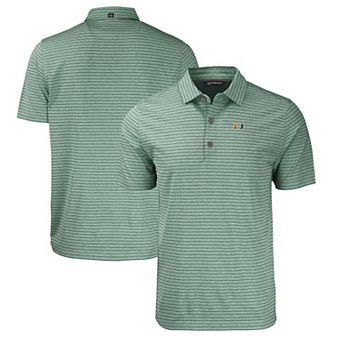 Men's Cutter & Buck Heather Green Miami Hurricanes Forge Eco Heathered Stripe Stretch Recycled Polo