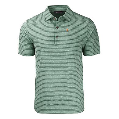 Men's Cutter & Buck Heather Green Miami Hurricanes Forge Eco Heathered Stripe Stretch Recycled Polo
