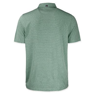 Men's Cutter & Buck Heather Green Miami Hurricanes Forge Eco Heathered Stripe Stretch Recycled Polo