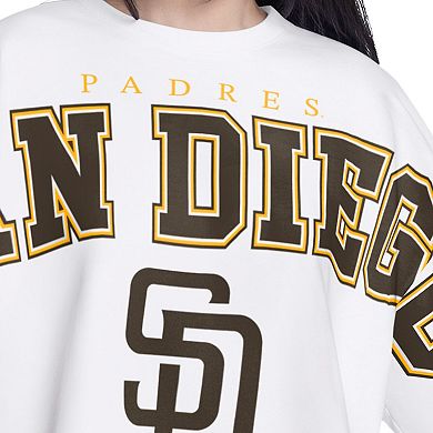 Women's G-III 4Her by Carl Banks White San Diego Padres Bleachers Cropped Pullover Sweatshirt