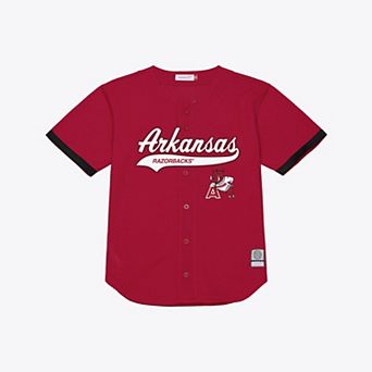 Men's Mitchell & Ness Cardinal Arkansas Razorbacks Mesh Button-Up Batting Practice Baseball Jersey