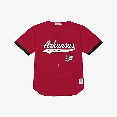 Men's Mitchell & Ness Cardinal Arkansas Razorbacks Mesh Button-Up Batting Practice Baseball Jersey
