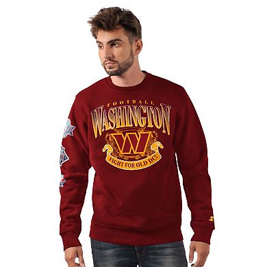 Men's Starter Burgundy Washington Commanders Fight On Knit Crewneck Sweatshirt