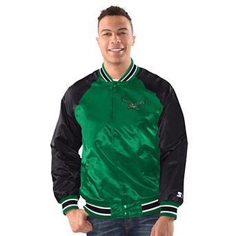 Men's Starter Kelly Green/Black Philadelphia Eagles Inductee Full-Snap Varsity Jacket