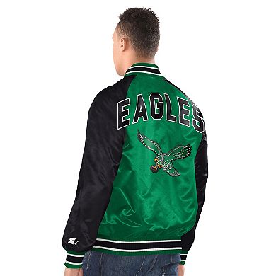 Men's Starter Kelly Green/Black Philadelphia Eagles Inductee Full-Snap Varsity Jacket