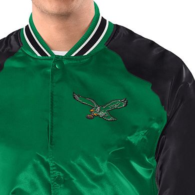 Men's Starter Kelly Green/Black Philadelphia Eagles Inductee Full-Snap Varsity Jacket