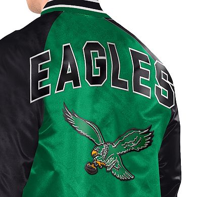 Men's Starter Kelly Green/Black Philadelphia Eagles Inductee Full-Snap Varsity Jacket