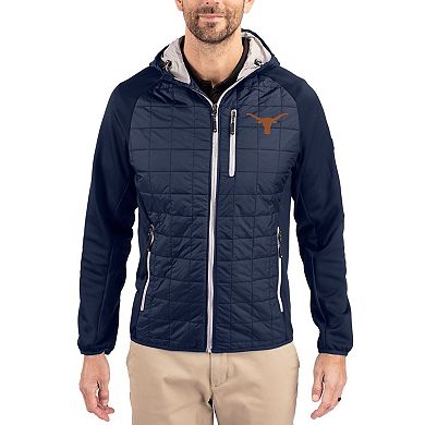 Men's Cutter & Buck Navy Texas Longhorns Rainier Eco Hybrid PrimaLoft Raglan Full-Zip Jacket
