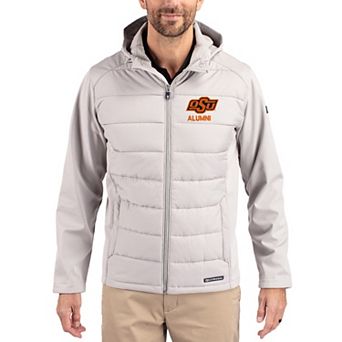 Men's Cutter & Buck Gray Oklahoma State Cowboys Evoke Hybrid Eco Softshell Recycled Full Zip Hooded Jacket