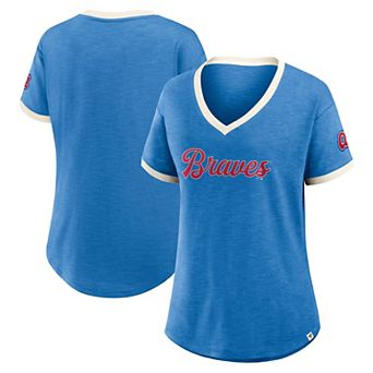 Women's Fanatics Royal Atlanta Braves Cooperstown Collection Vintage Play��� V-Neck T-Shirt
