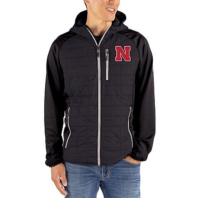 Men's Cutter & Buck Black Nebraska Huskers Rainier Eco Hybrid PrimaLoft Raglan Full-Zip Jacket