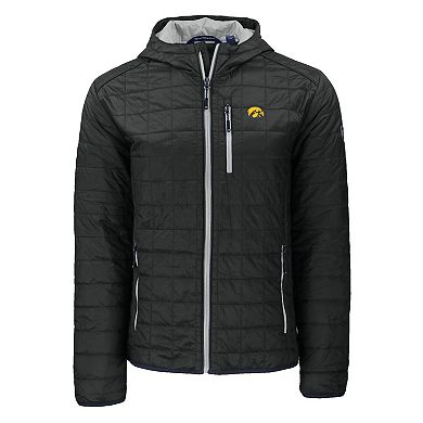 Men's Cutter & Buck Black Iowa Hawkeyes Rainier Eco PrimaLoft Hooded Full-Zip Jacket