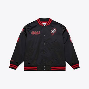 Men's Mitchell & Ness Black Ohio State Buckeyes Double Clutch Lightweight Satin Full-Snap Jacket