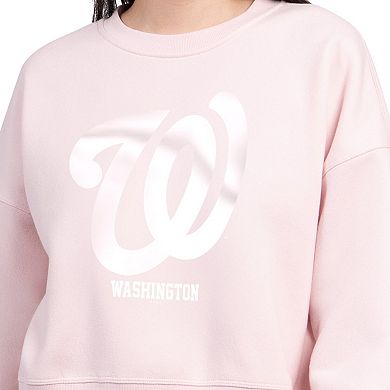 Women's Starter Light Pink Washington Nationals Pastels Boxy Fleece Sweatshirt