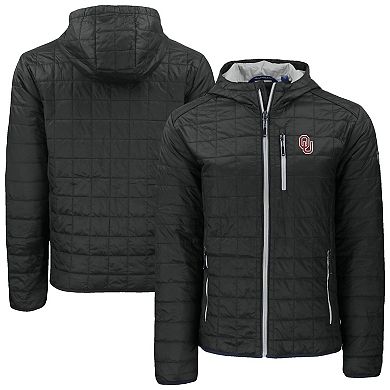 Men's Cutter & Buck Black Oklahoma Sooners Rainier Eco PrimaLoft Hooded Full-Zip Jacket