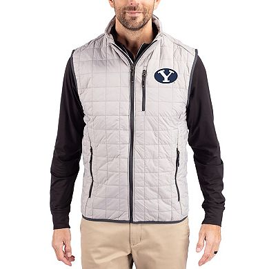 Men's Cutter & Buck Gray BYU Cougars Rainier Eco Insulated PrimaLoft Full-Zip Puffer Vest