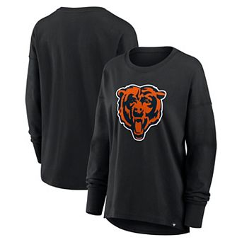 Women's Fanatics Black Chicago Bears Relaxed Hip Essential Long Sleeve T-Shirt