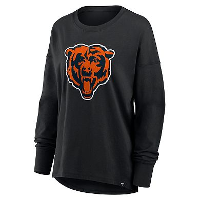 Women's Fanatics Black Chicago Bears Relaxed Hip Essential Long Sleeve T-Shirt