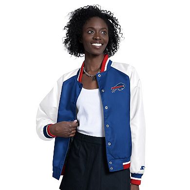 Women's Starter Royal/White Buffalo Bills Raglan Blitz Full-Snap Varsity Jacket