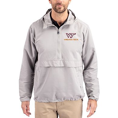 Men's Cutter & Buck Gray Virginia Tech Hokies Charter Eco Recycled Half-Zip Anorak Jacket