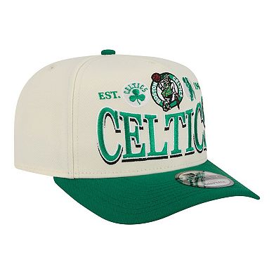 Men's New Era Cream/Kelly Green Boston Celtics Stretched 2-Tone A-Frame 9FIFTY Adjustable Hat