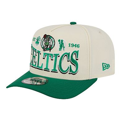 Men's New Era Cream/Kelly Green Boston Celtics Stretched 2-Tone A-Frame 9FIFTY Adjustable Hat