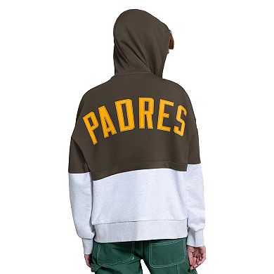 Women's Starter Brown/White San Diego Padres Wishbone Full-Zip Hoodie