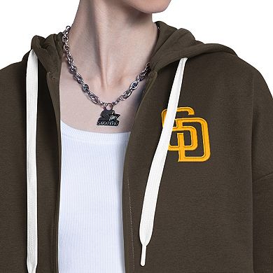 Women's Starter Brown/White San Diego Padres Wishbone Full-Zip Hoodie