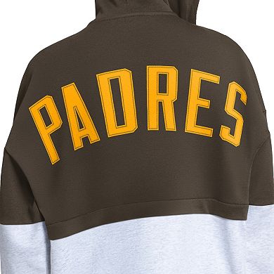 Women's Starter Brown/White San Diego Padres Wishbone Full-Zip Hoodie