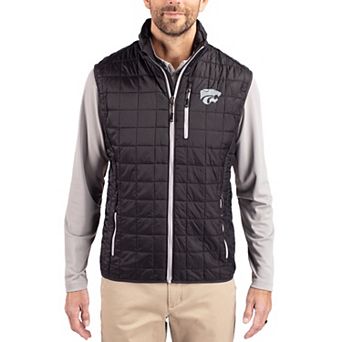 Men's Cutter & Buck Black Kansas State Wildcats Rainier Eco Insulated PrimaLoft Full-Zip Puffer Vest