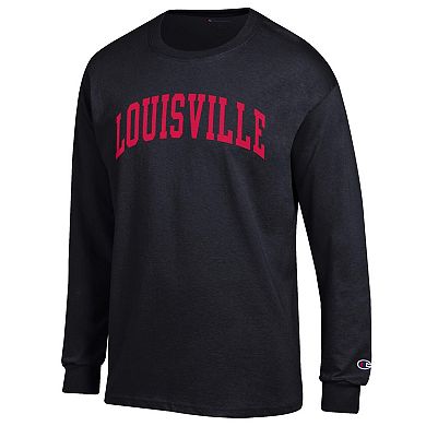 Men's Champion Black Louisville Cardinals Basic Arch Long Sleeve T-Shirt